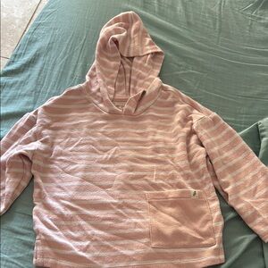 Pink Striped Hoodie with Pocket